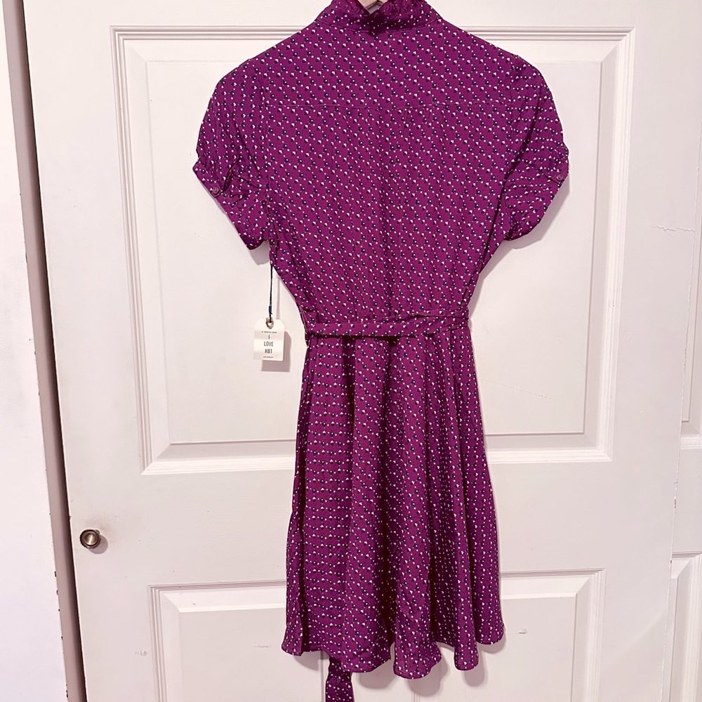 Vintage | Dress | High Collar Ruffle Dress in Magenta | Coquette - Picture 2 of 10